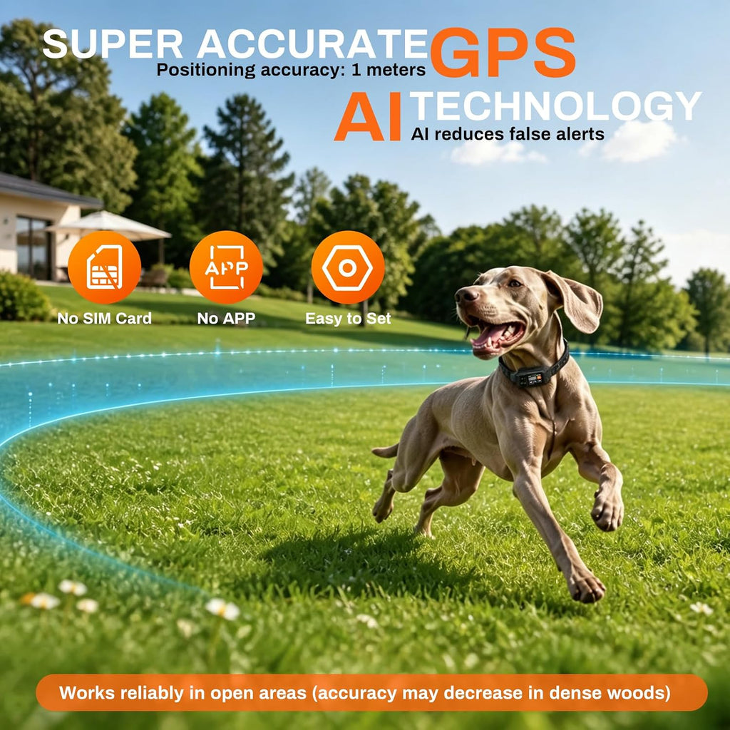 GPS Dog Collar Fence,Wireless Dog Fence System for Dogs Automatic Memory