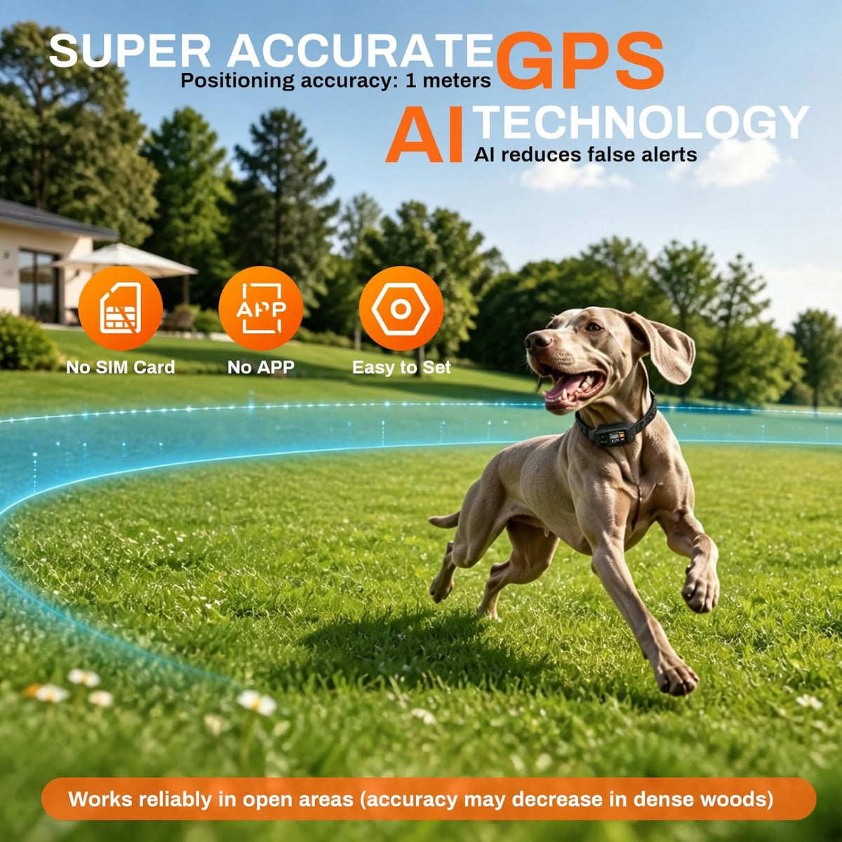 GPS Dog Collar Fence,Wireless Dog Fence System for Dogs Automatic Memory