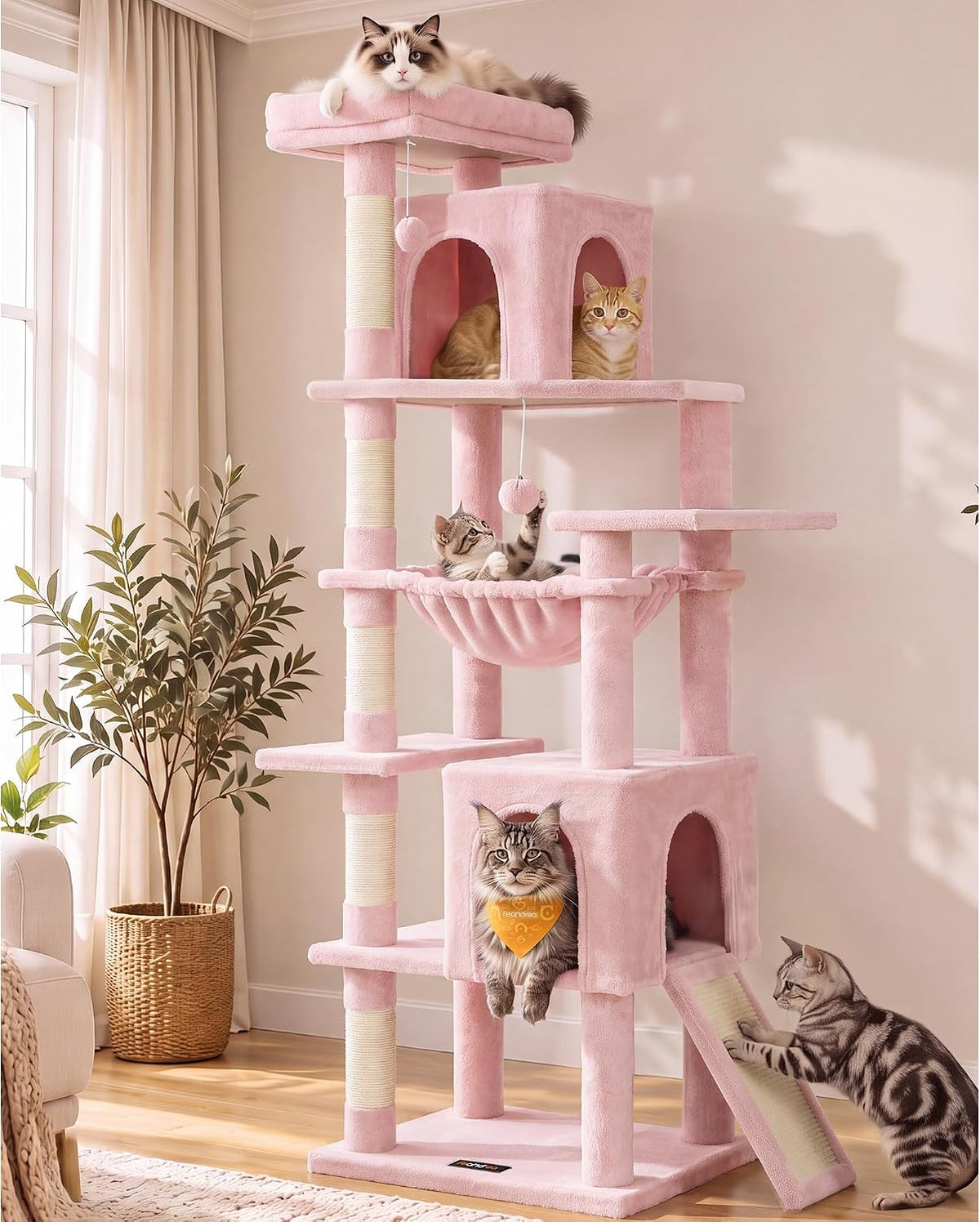 Feandrea Cat Tree, 70.3" Heavy Duty Cat Tower Condo for Indoors, Dove Gray