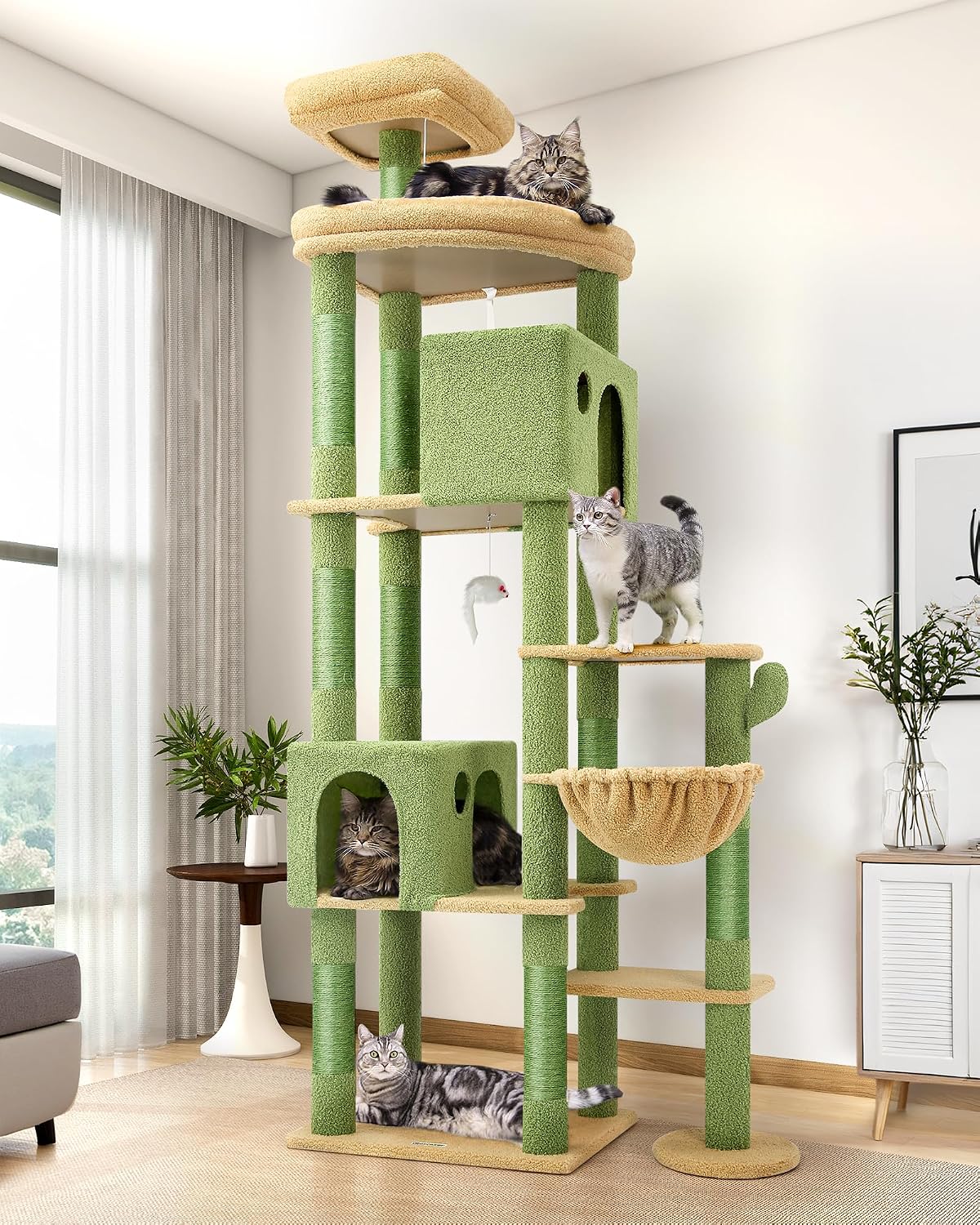 Globlazer Giant Cat Tree for Indoor Large Cats, 83in, F83, Light Grey
