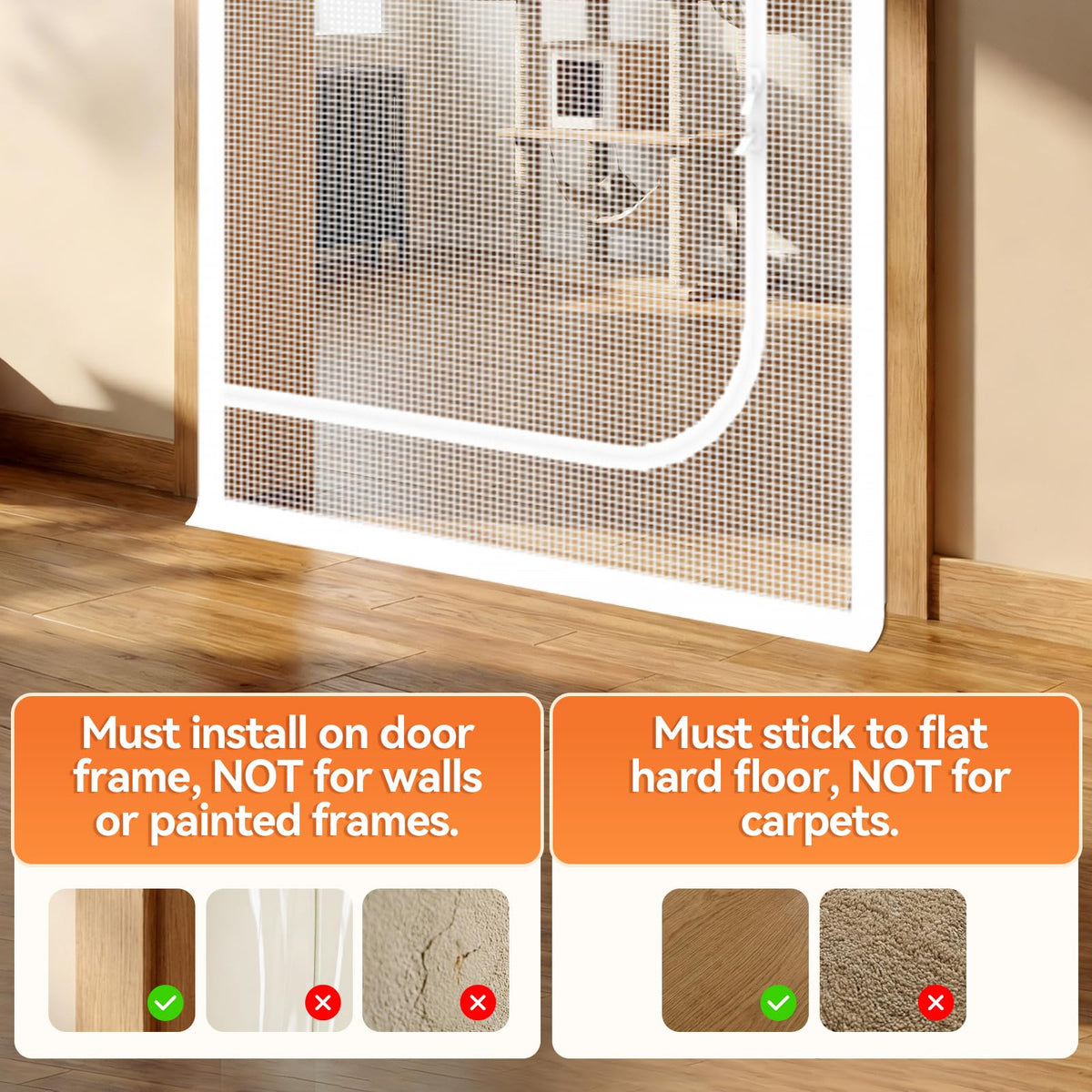 BFNN Cat Proof Screen Door, Extra Tall Mesh Gate, Fit 32'' x 80'' Door, D