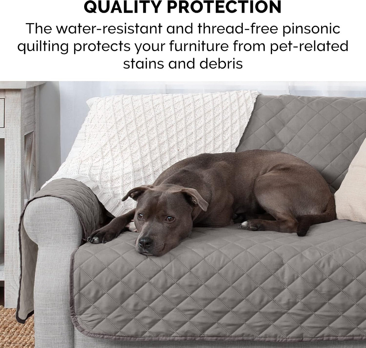 Furhaven Water-Resistant & Reversible Chair Cover Protector for Dogs, Cats, & Children - Two-Tone Pinsonic Quilted Livin