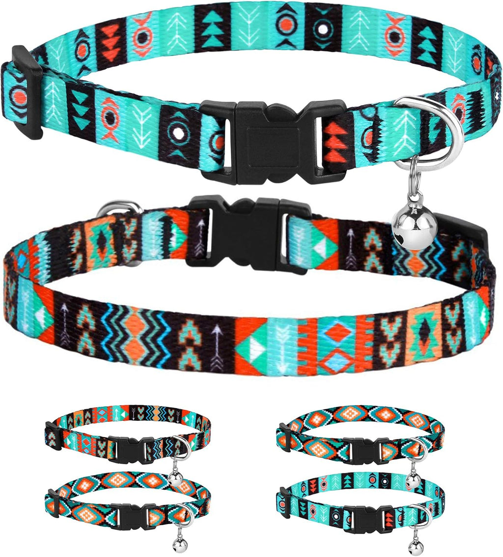 Tribal Aztec Cat Collar 2-Pack, Breakaway with Bell
