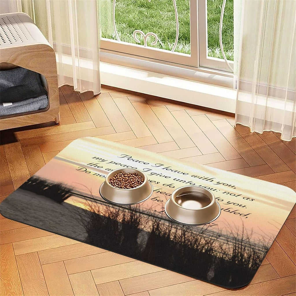John My Peace I Give to You, Bible Verse Classic Round Cat and Dog Quick Drying Leather Pet Non Slip Placemat 30x45cm