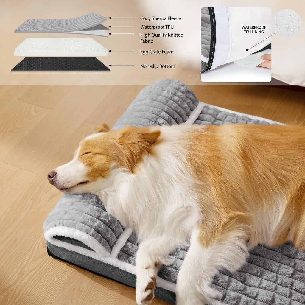 Orthopedic Large Dog Bed Pillow Soft Pet Sofa Bed 36''X24'' Grey