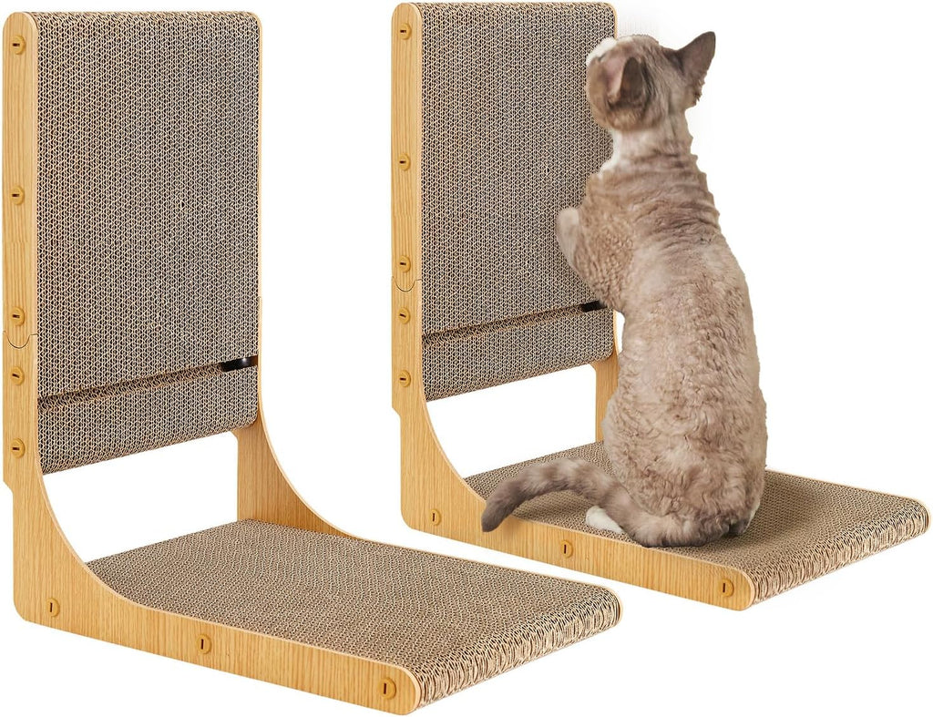 EHEYCIGA 2-Pack Cat Scratcher, 25.6 Vertical Indoor Cardboard Scratch Pad