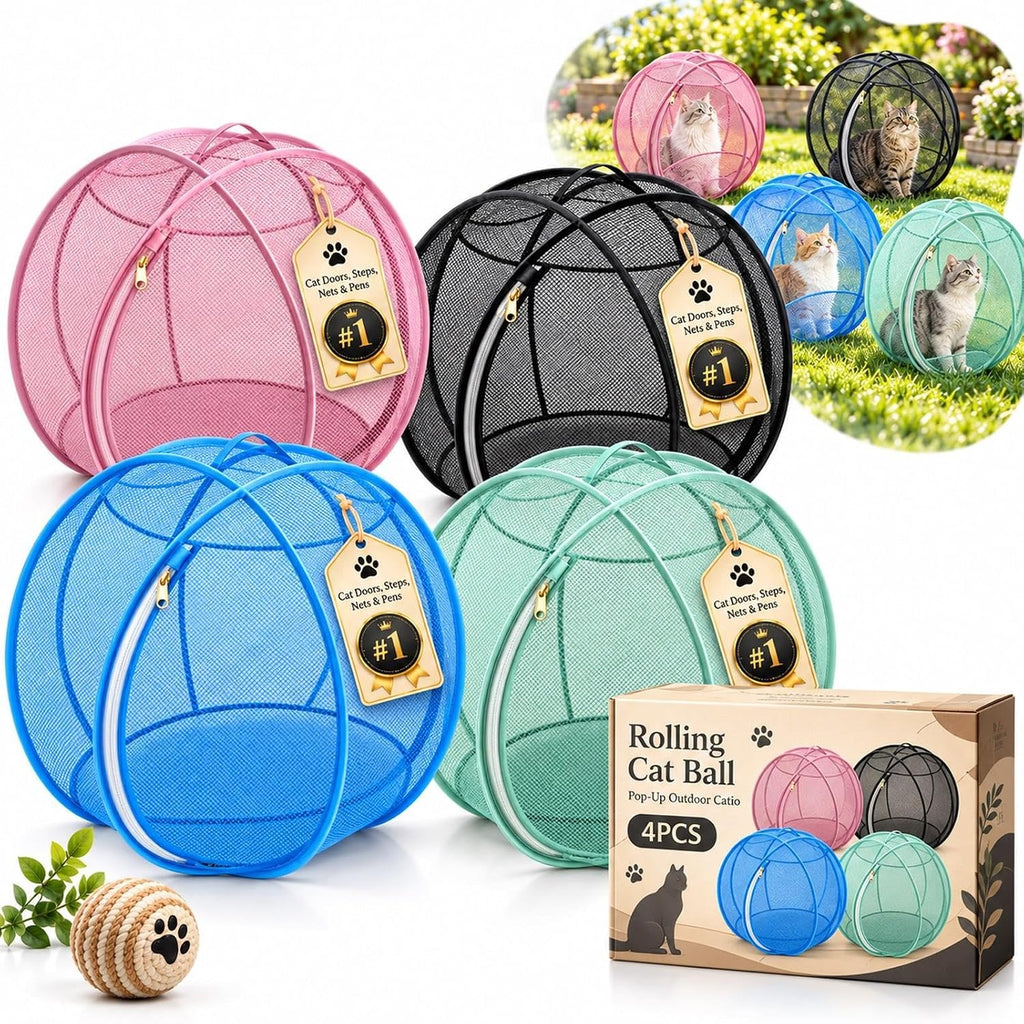 360° Panoramic Pop-Up Rolling Cat Playpen Ball,Outdoor Foldable Enclosure