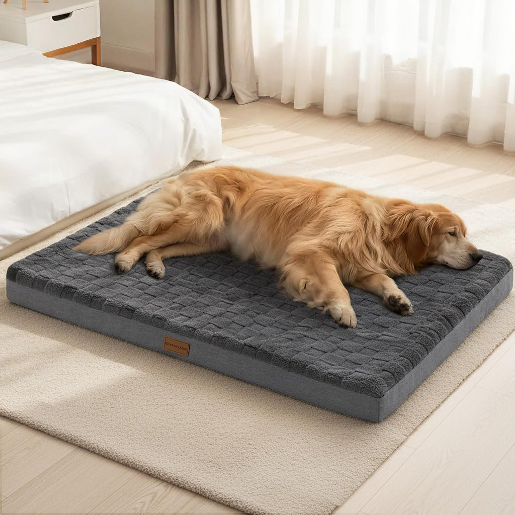 Patas Lague Orthopedic Large Dog Bed Washable Pet Crate Mat 36''X24'' Black