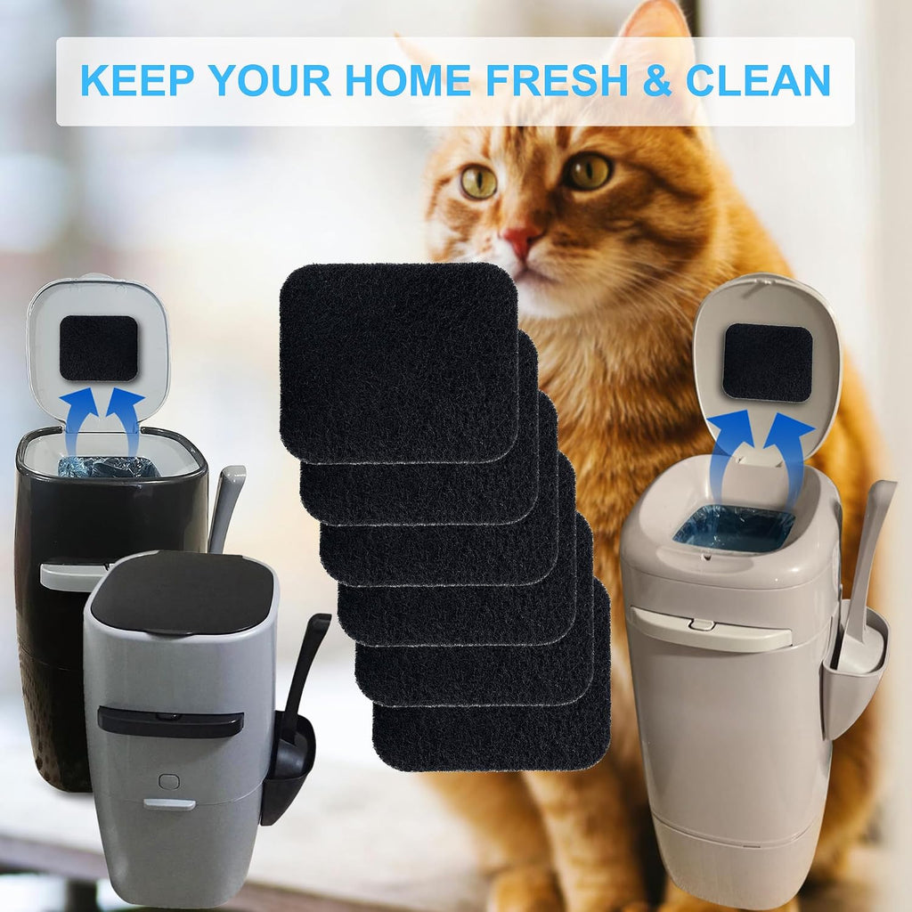 6PCS Activated Charcoal Filters for Litter Genie Standard Pail