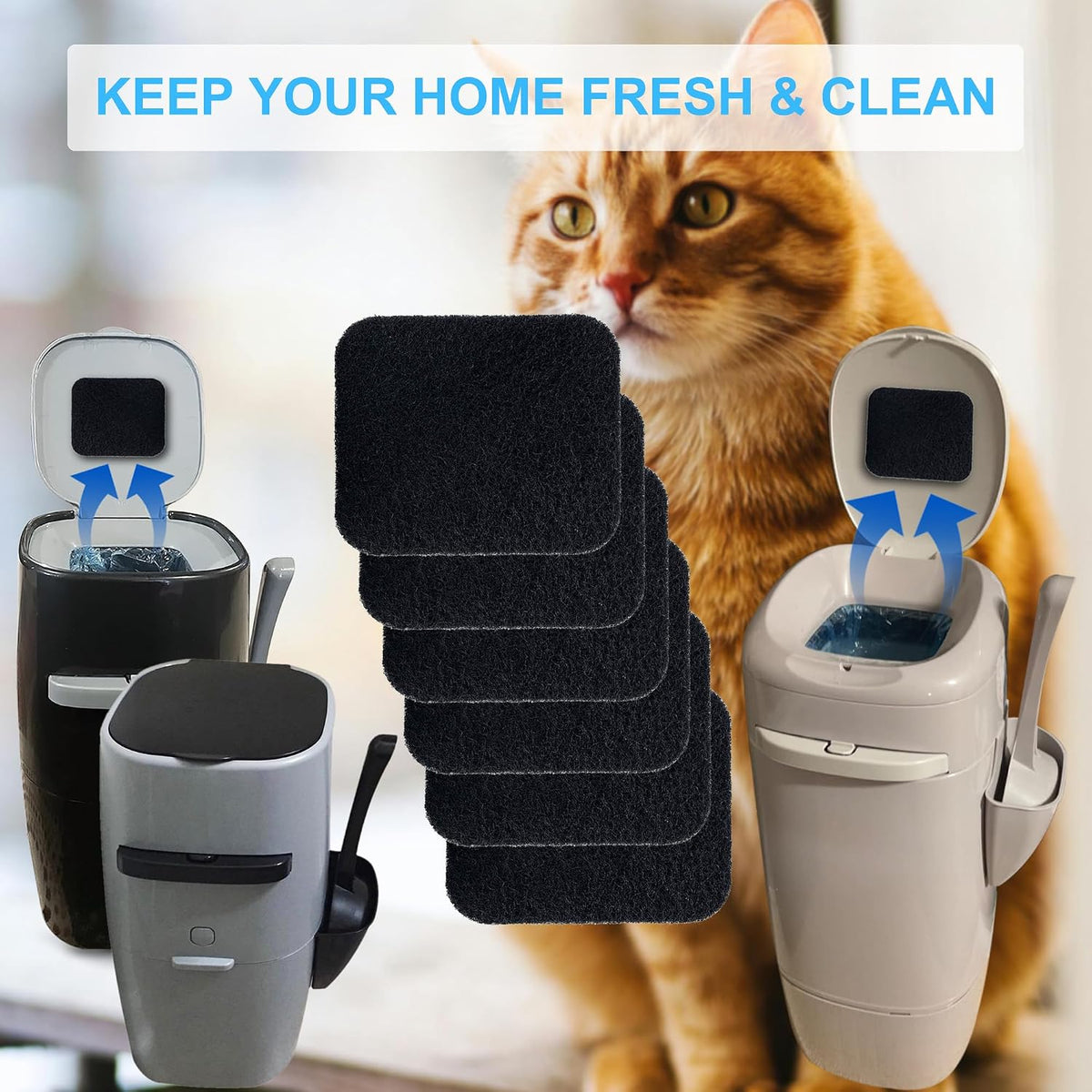6PCS Activated Charcoal Filters for Litter Genie Standard Pail