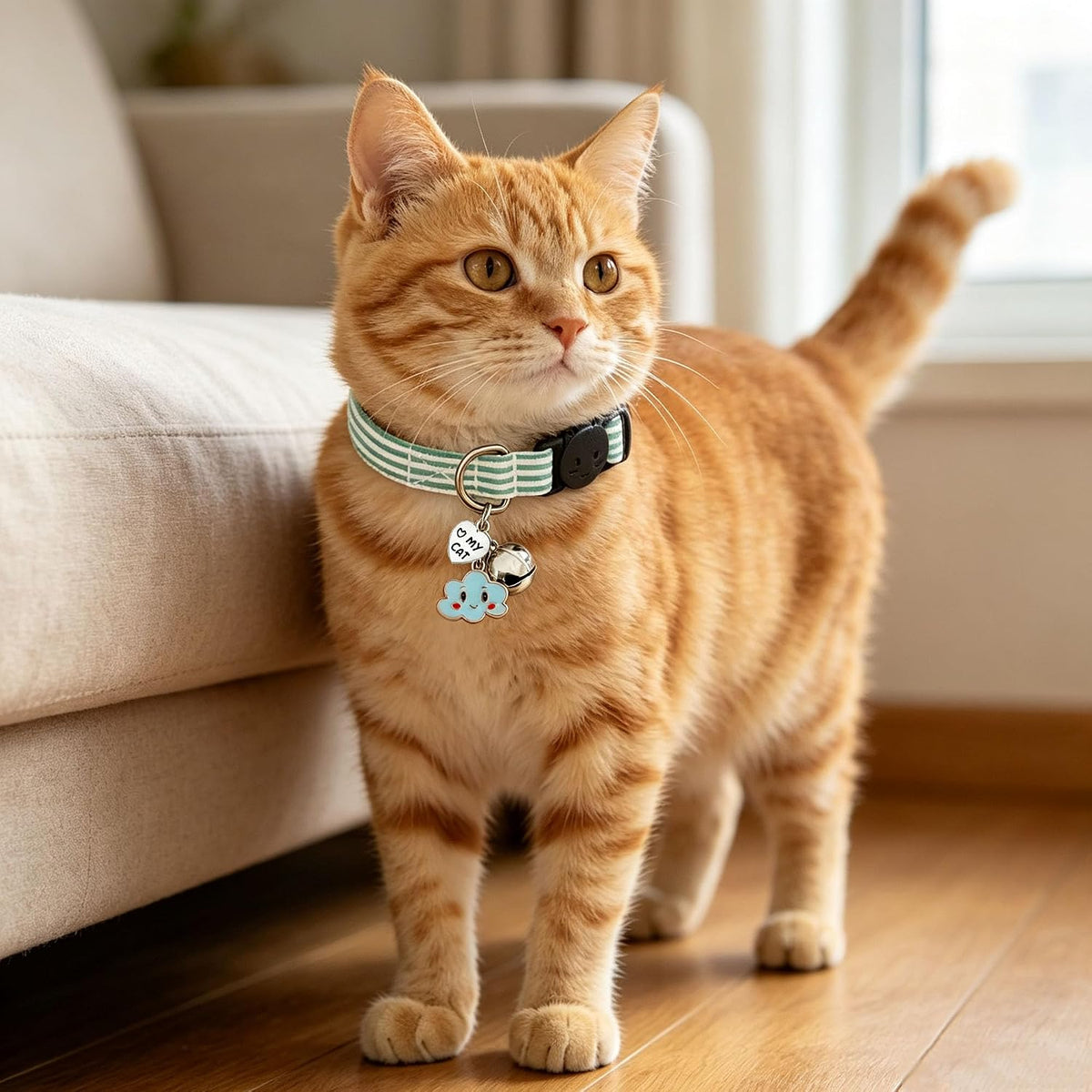 Cotton Cat Collars, Breakaway Polka Dot Kitten Collar for Girl and Boy Cats