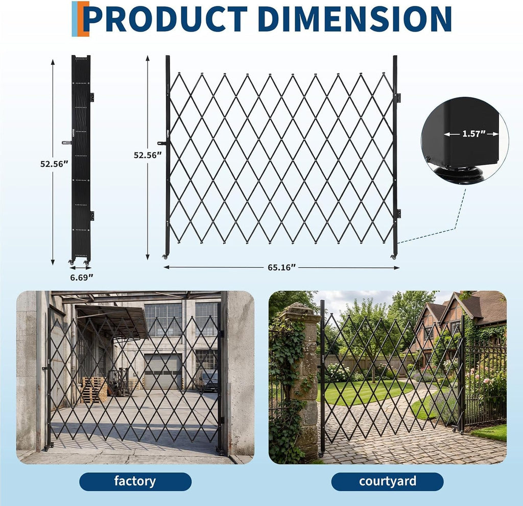 Expandable Folding Security Gate, Lockable Scissor Barricade