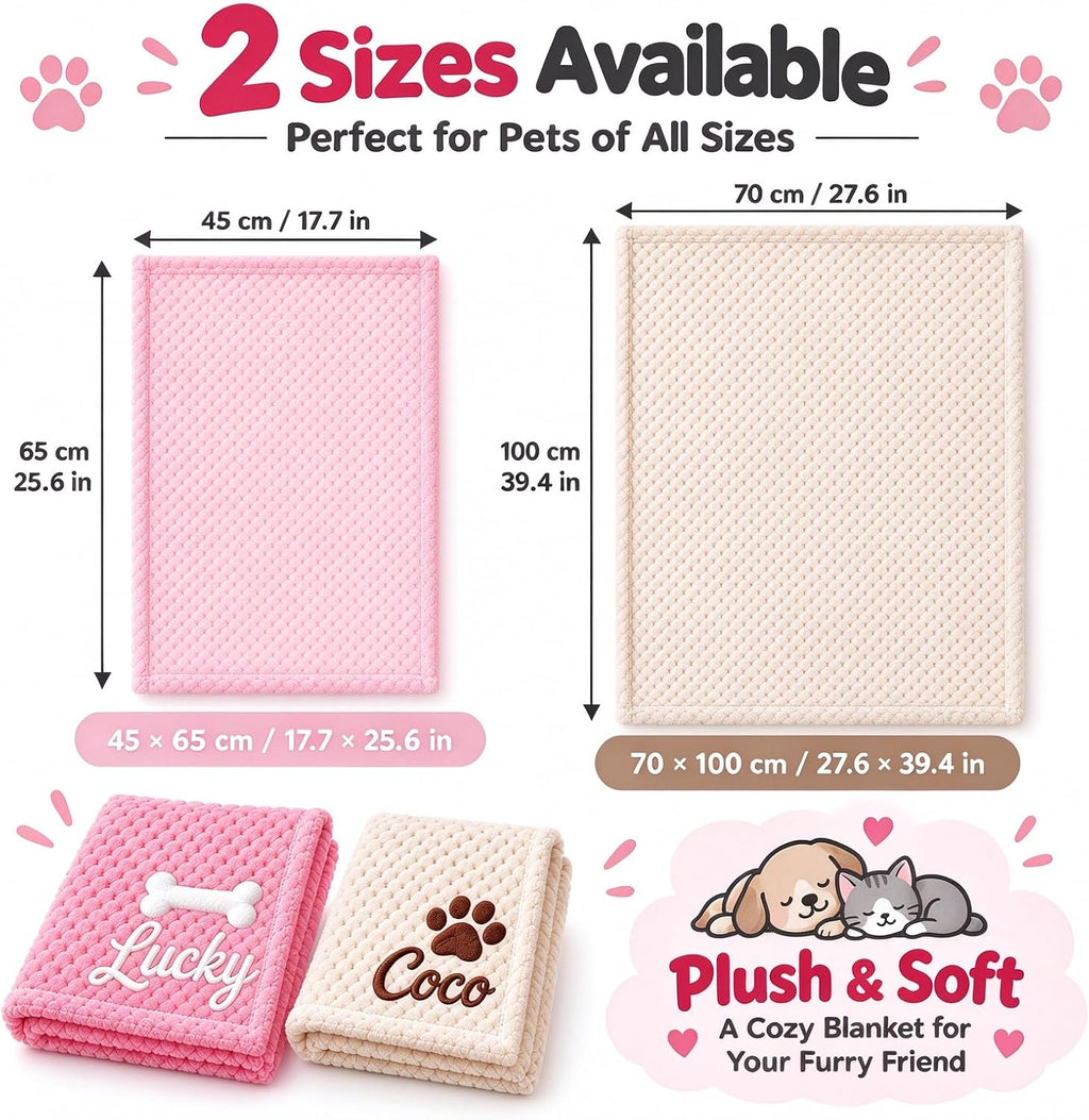 Personalized Pet Blanket Custom Name Embroidered Dog Cat Blanket Soft Throw