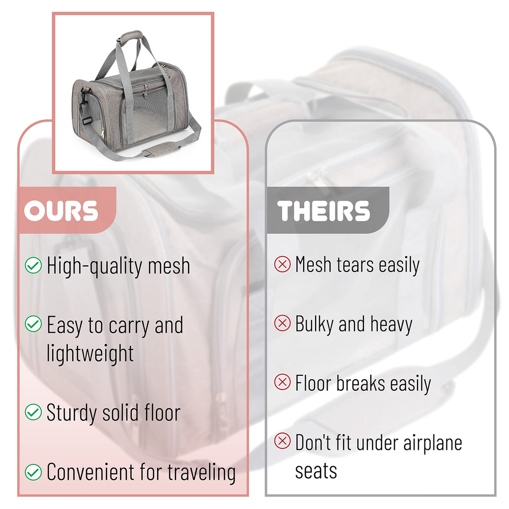 Mr. Pen- Pet Carrier, 17.5" x 11.2" x 11.5", Medium Size, Gray
