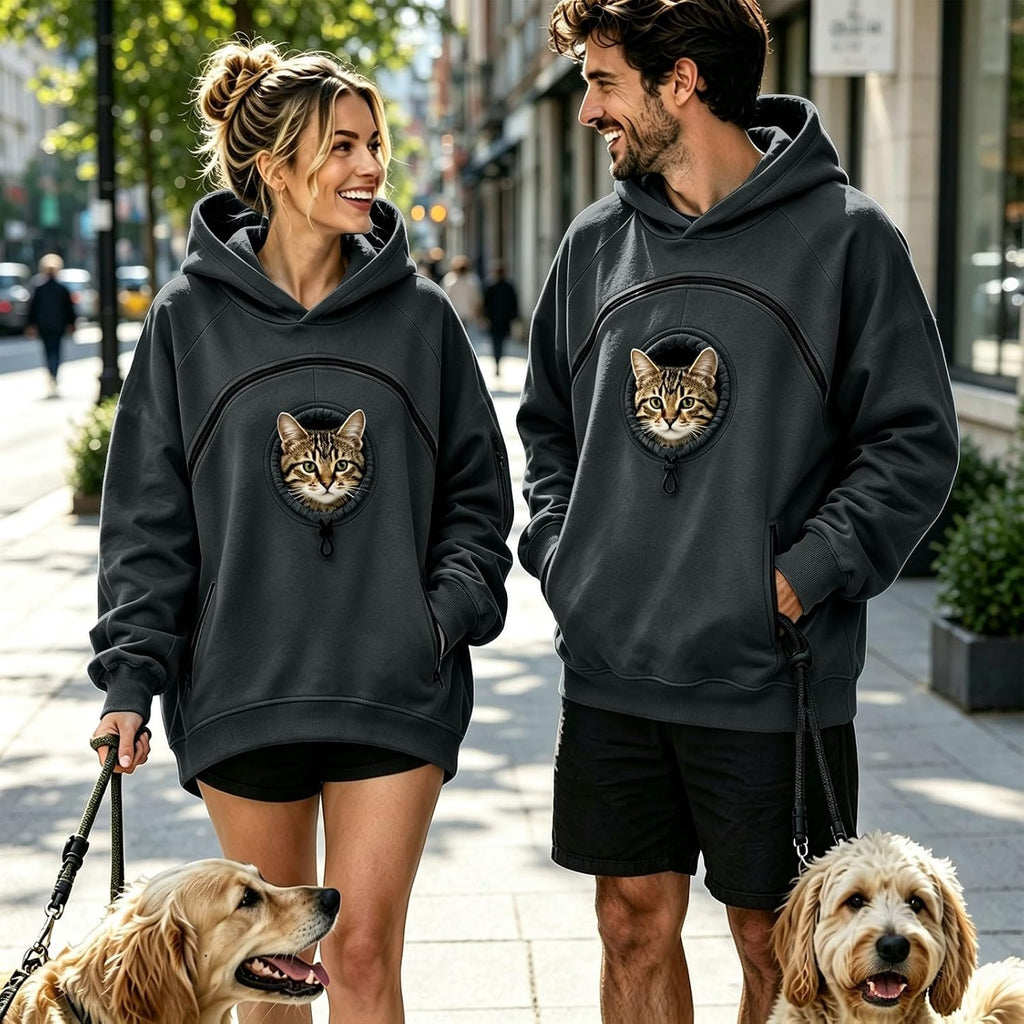 Pet Pouch Hoodie Cat Dog Carrier with Oversized Pouch Pull Pocket