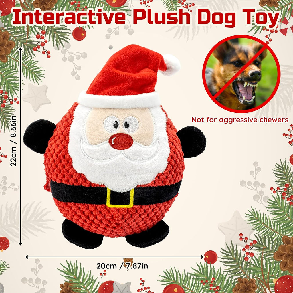 Interactive Moving Christmas Dog Toy, Rechargeable Automatic Jumping Squeaky Puppy Toy with Recording & Music Modes, Sel