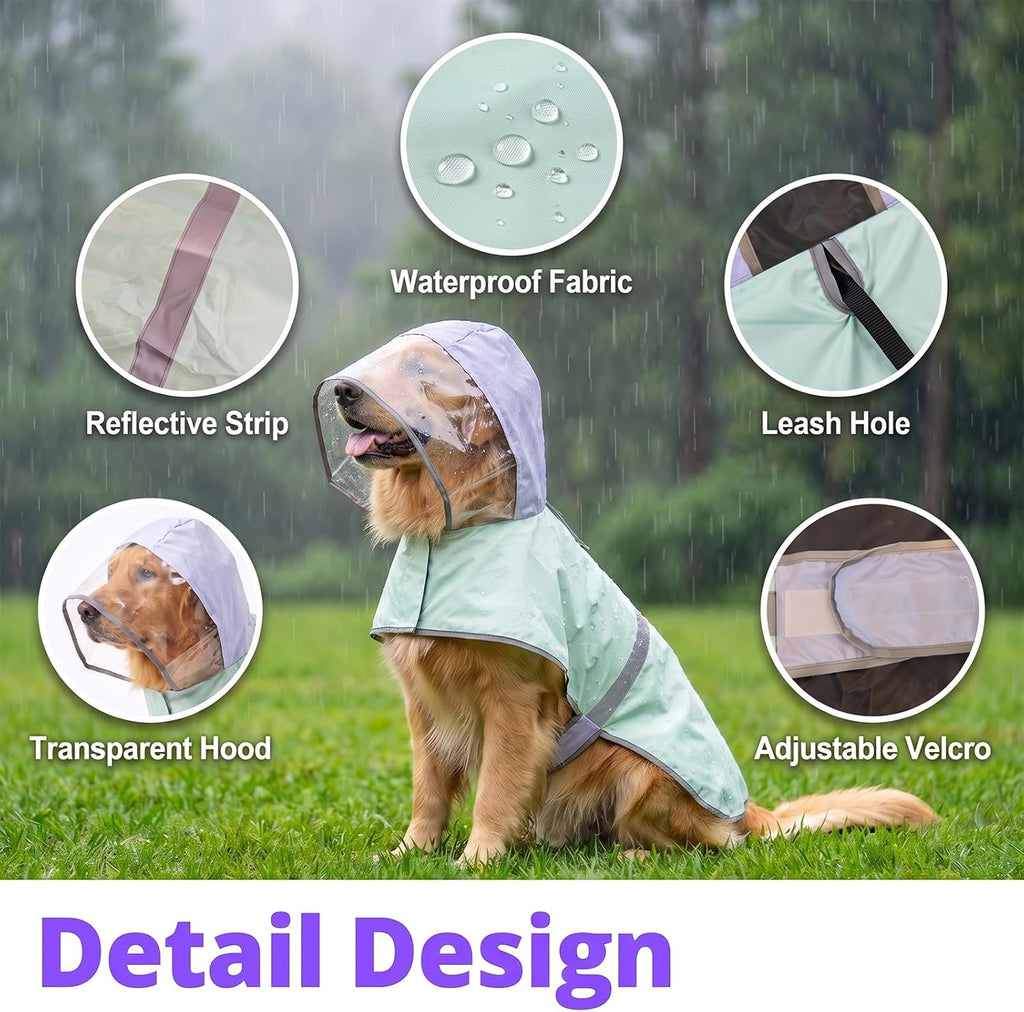 Clear Hood Dog Raincoat 2-in-1 Sun Protection for Medium Large Dogs，Medium