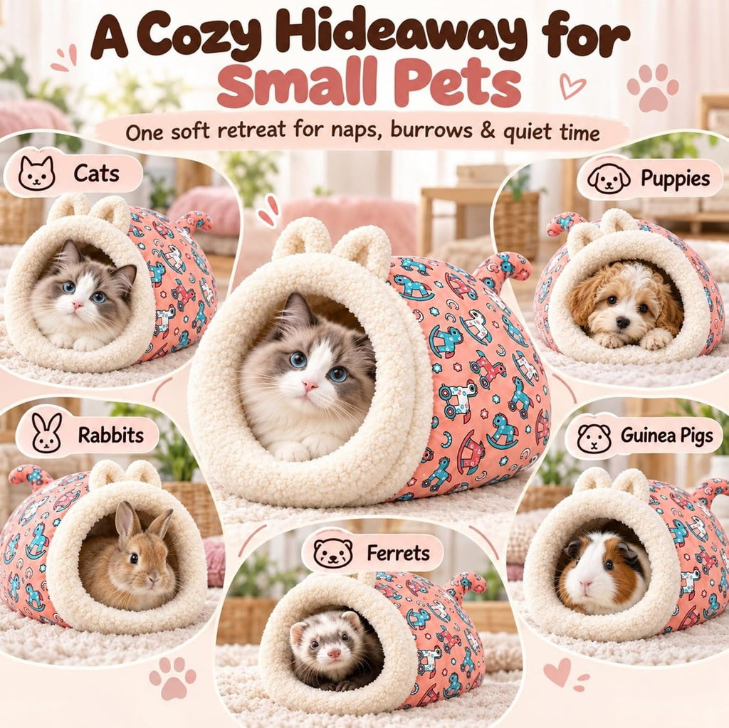 Cat Sleeping Bag for Indoor Cats, Plush Cat Sack Bed with Cozy Cave Opening
