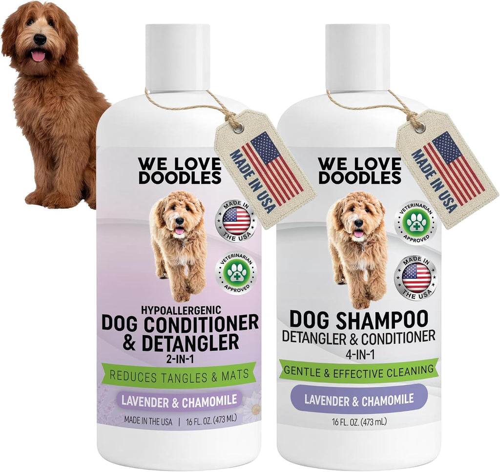 Dog Shampoo, Conditioner & Detangler, Hypoallergenic Tearless Lavender 16OZ