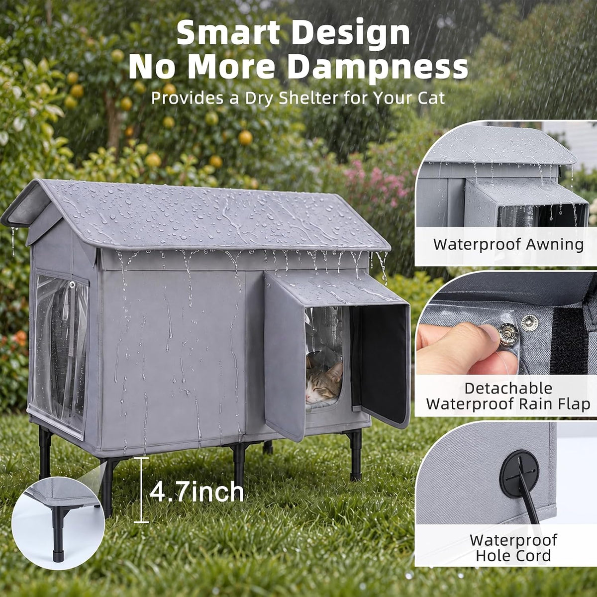 Heated Outdoor Cat House Weatherproof,Insulated Cat House for Winter