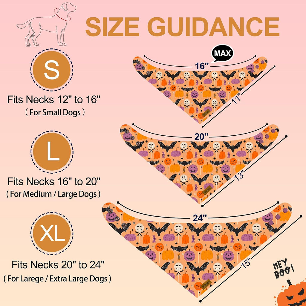 Halloween Dog Bandanas - 2 Pack Purple Dog Bandana with Snap Button | Reversible Pet Scarf for Boy & Girl | Premium Dura