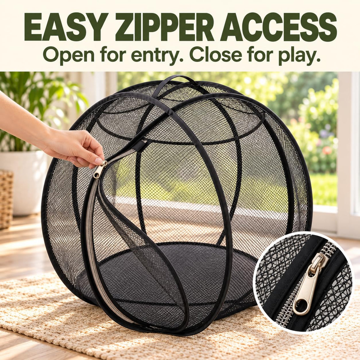 Outdoor Cat Enclosure, 27" Rolling Cat Playpen with Breathable Mesh