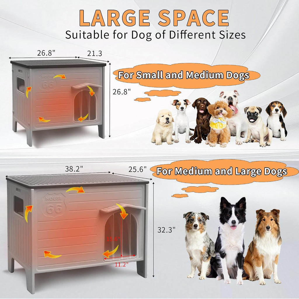 Insulated Dog House Outdoor Weatherpoof Plastic Dogs Houses Indoor