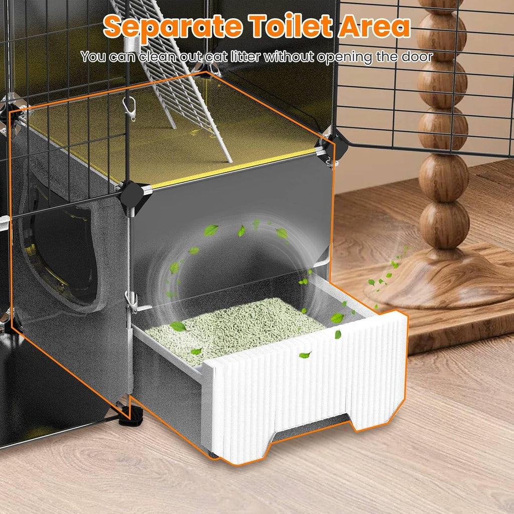 3-Tier Cat Cage, Indoor Cat Playpen with Litter Box for 1-2 Kittens