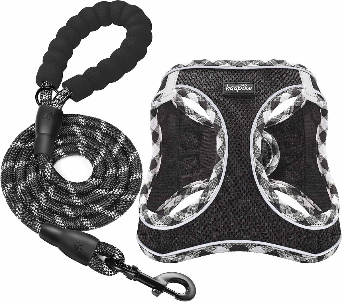 haapaw Dog Harness with Leash Set, No Pull Adjustable Reflective Step-in Puppy Harness with Thickened Padded Vest for Ex