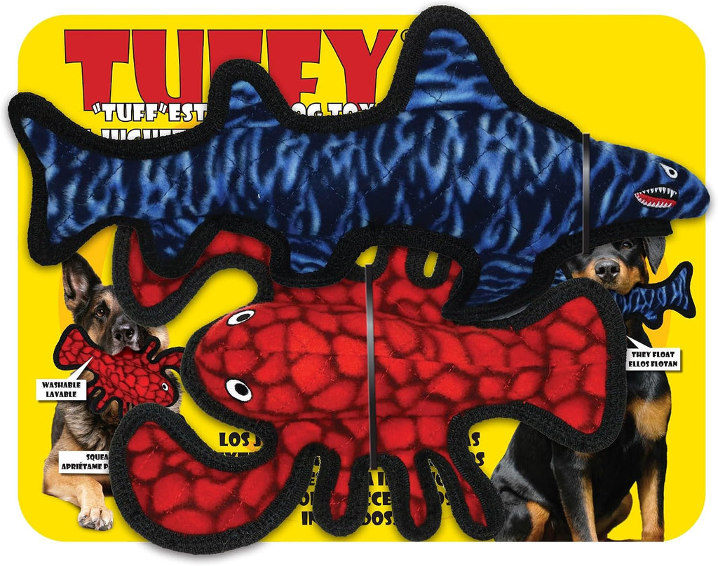 Tuffy® 2 Pack Lobster Shark Ultra Durable Plush Dog Toys