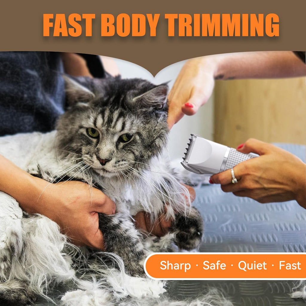 Cat Grooming Clippers Kit with Paw Trimmer, 3 in 1 Electric Pet Hair Trimmer Supplies for Thick Matted Hair, Heavy Coat 