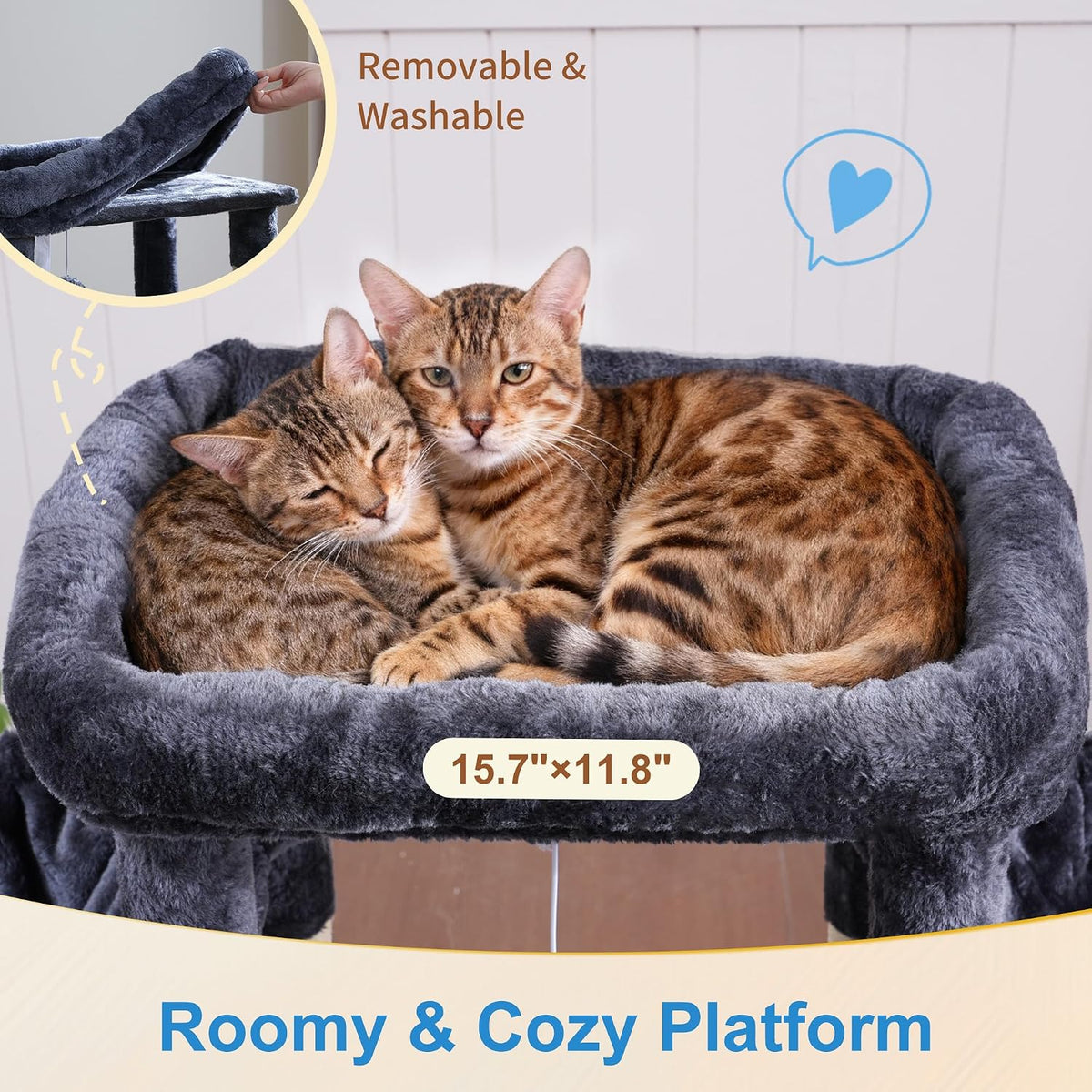 Hey-brother Cat Tree Tower with Large Platform, Spacious Condo, MPJ060G