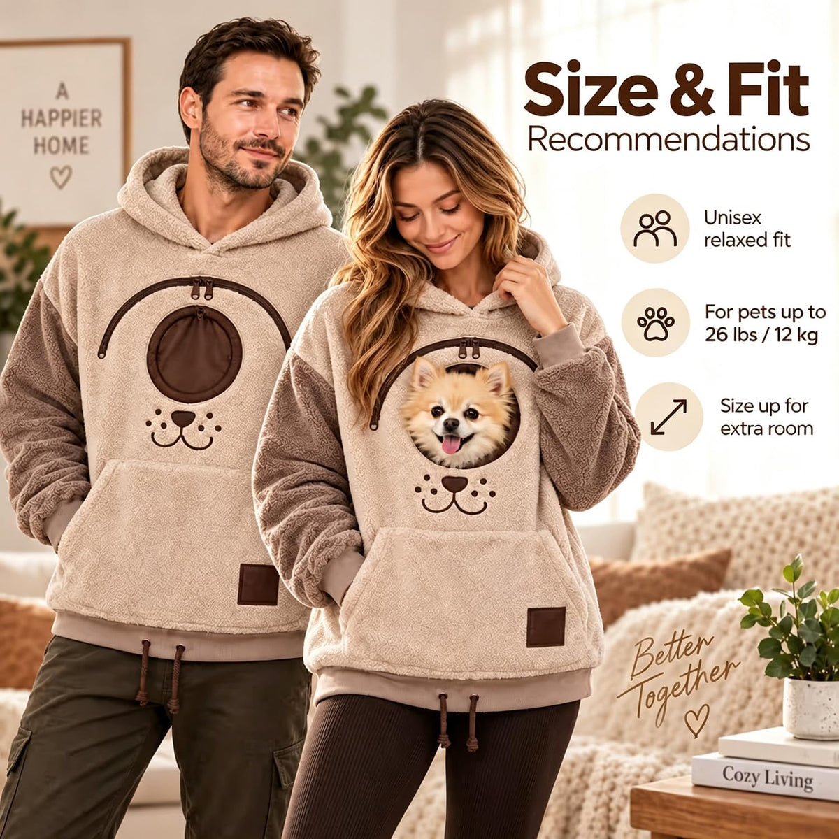 Cozy Pet Carrier Hoodie – Built-In Pouch for Cats & Small Dogs