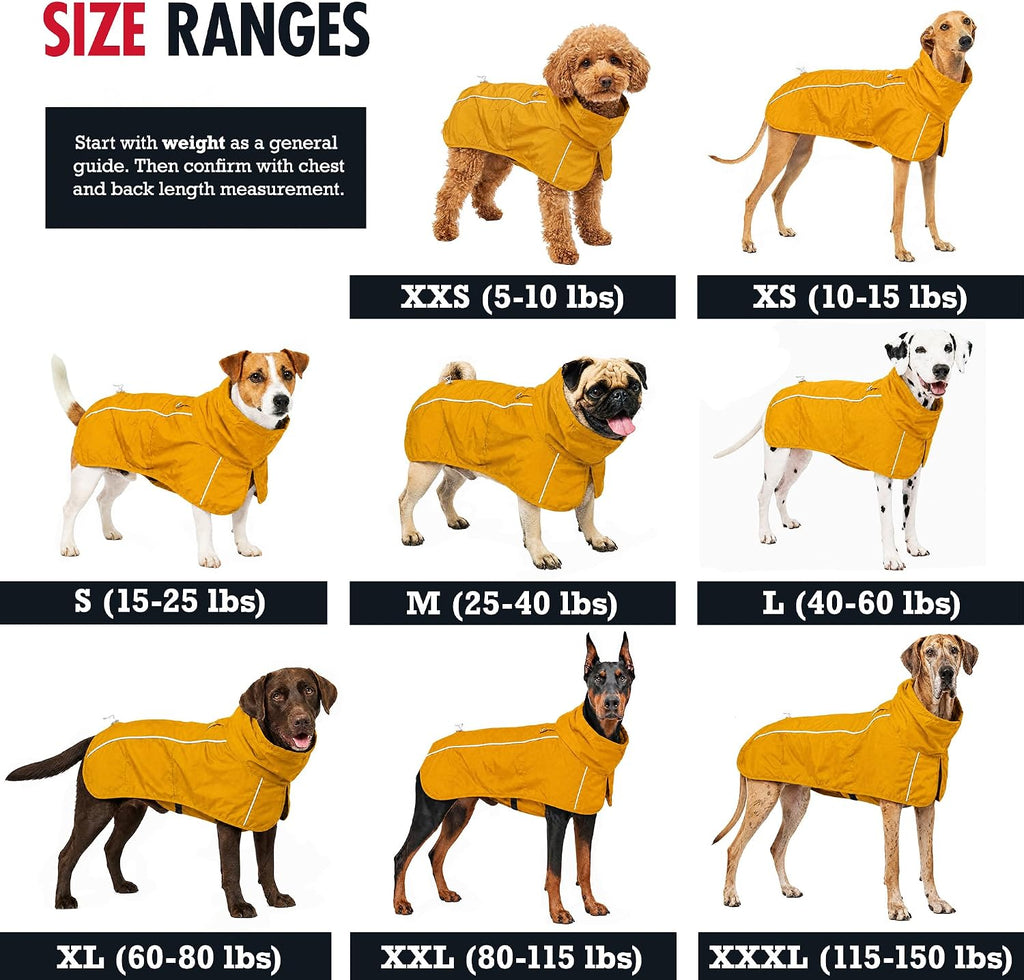 Tuff Pupper Waterproof Dog Raincoat | Full-Body Windproof Rain Jacket for Dogs | Reflective Strips | Breathable Mesh Lin