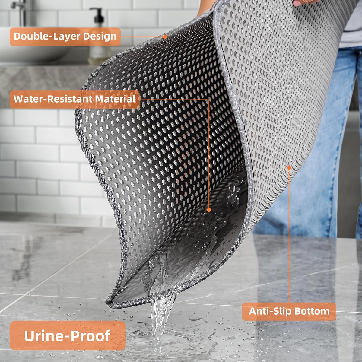 Cat Litter Mat 47"x33" Urine-Proof XL Litter Mat for Litter Box Mat