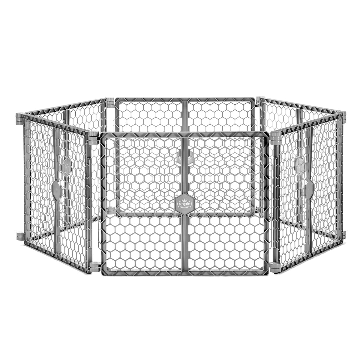 Regalo 192" 6-Panel Super Wide Plastic Baby Gate and Play Yard, Gray