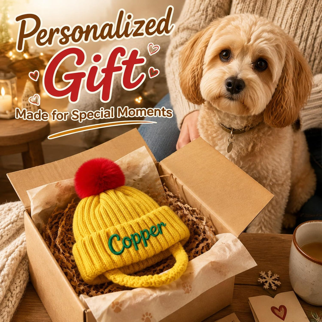 Personalized dog hats Custom Name Embroidered Knit Winter Hat Pet