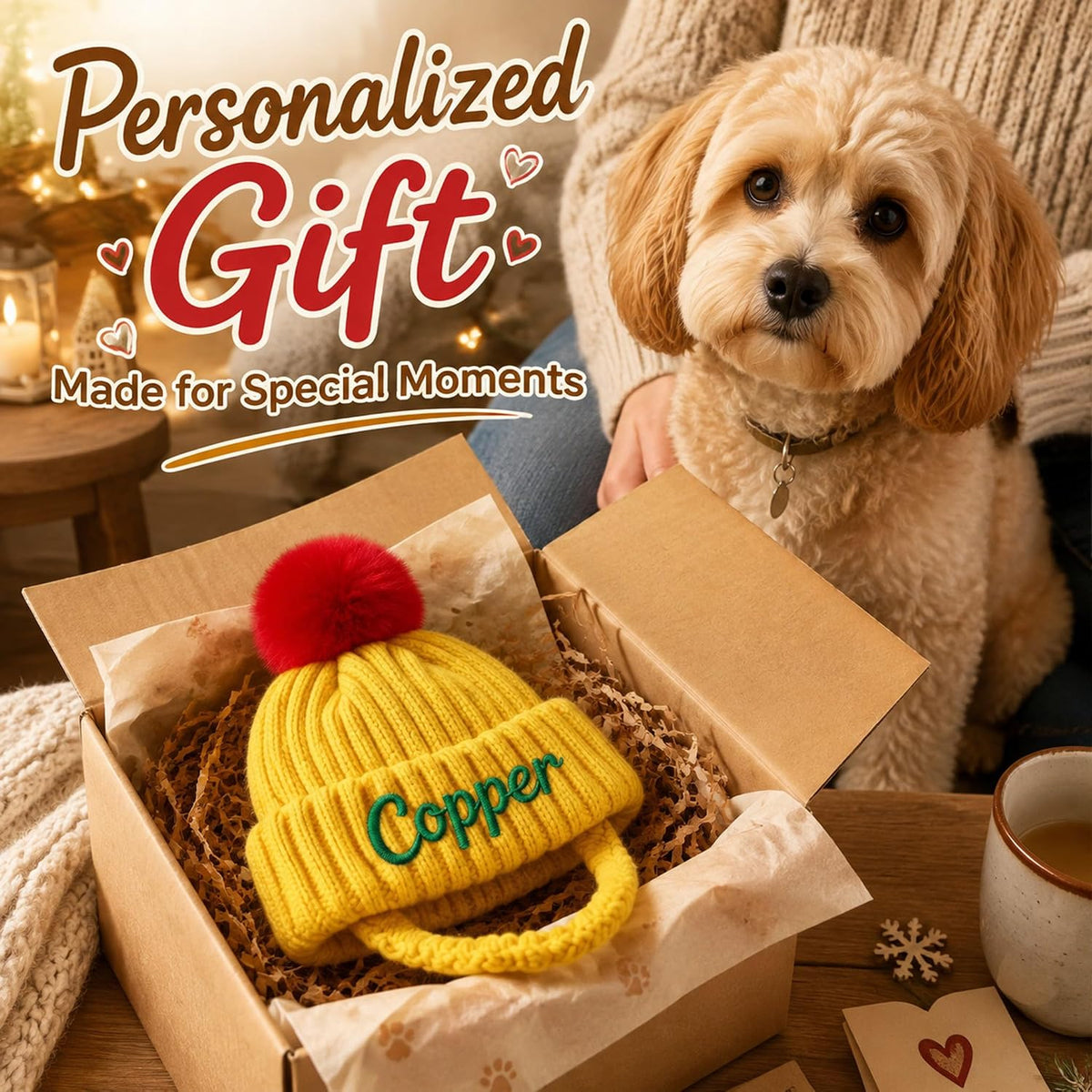 Personalized dog hats Custom Name Embroidered Knit Winter Hat Pet