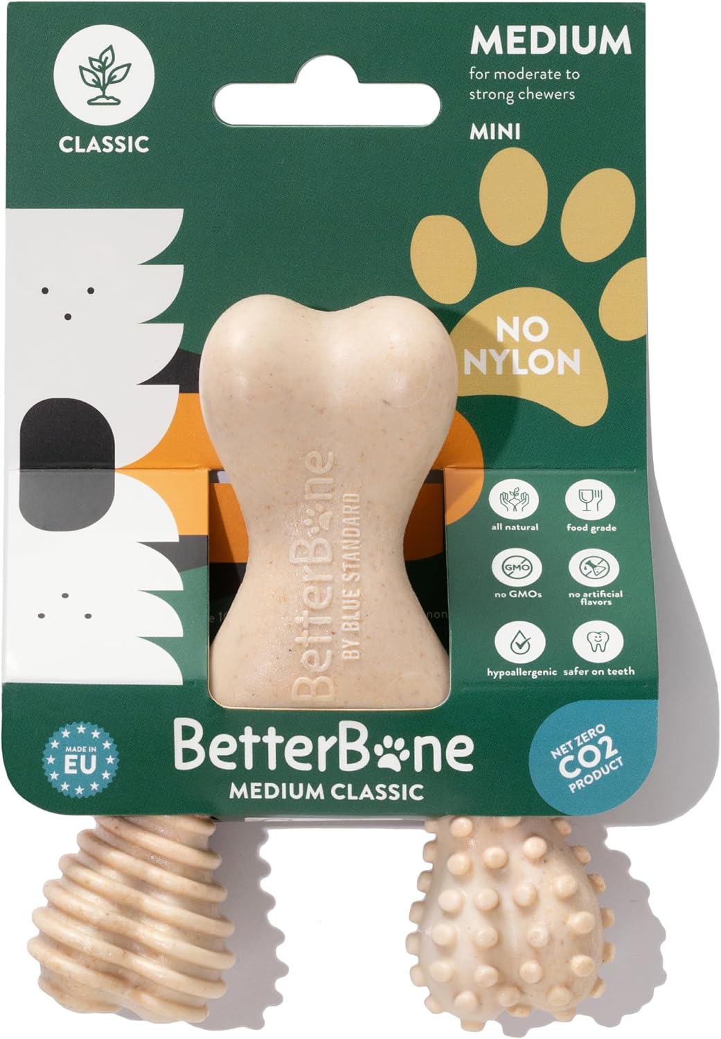 BetterBone - Medium Density - Ideal for Moderate to Strong Chewers - All-Natural, Nylon-Free Dog Chew Toys - Non-Toxic, 