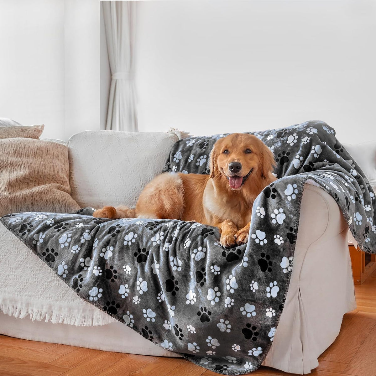 Waterproof Dog Blanket Reversible Pet Sherpa Fleece 40x30 Blue