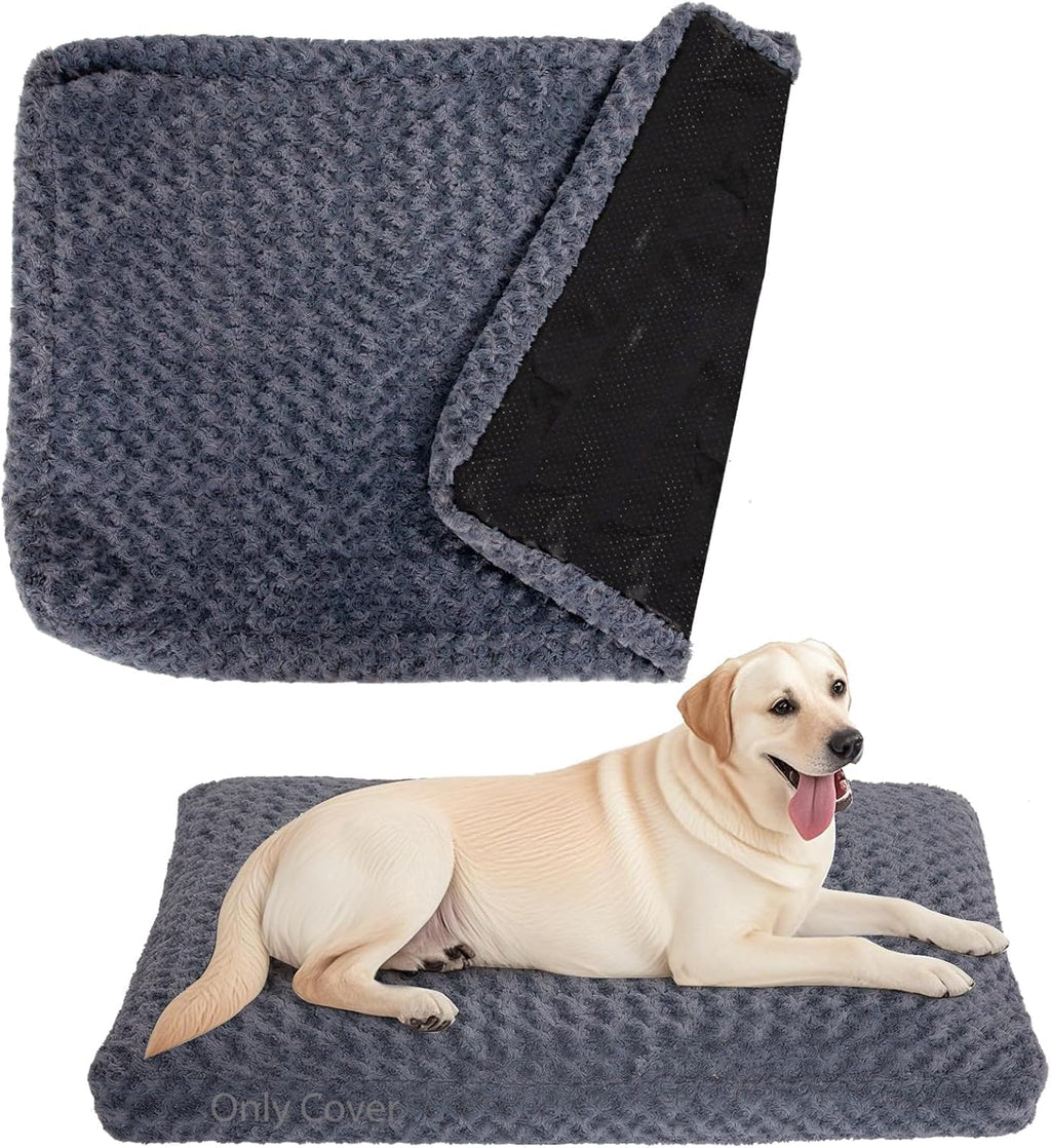 Faux Fur Dog Bed Covers – Ultra Soft Rose Velvet, Removable & Washable, Cozy & Durable,Large Pet Bed Cover Only (No Fill
