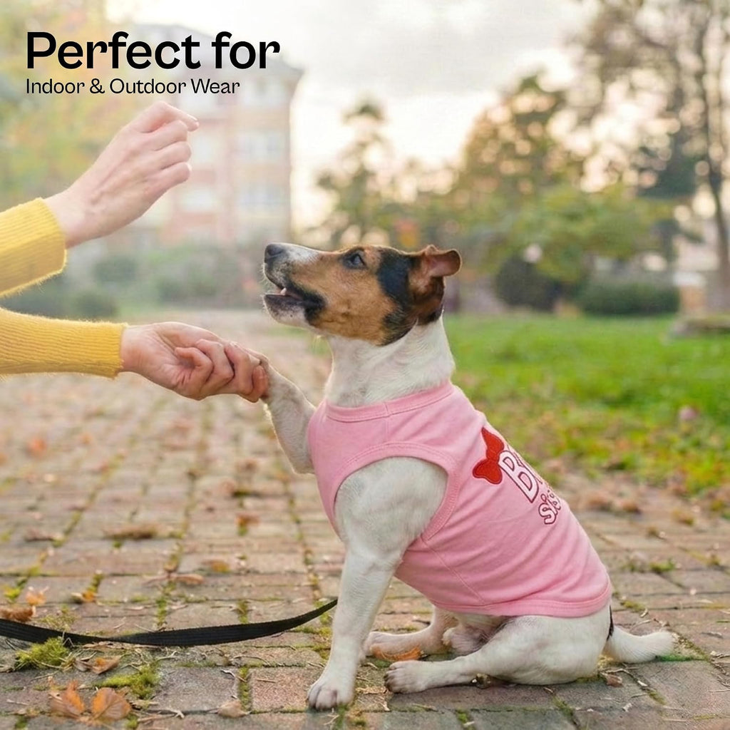 Parisian Pet Dog Shirt – 100% Cotton Shirts for Small Dogs – Pink Sleeveless Puppy Clothes – Lightweight and Breathable 