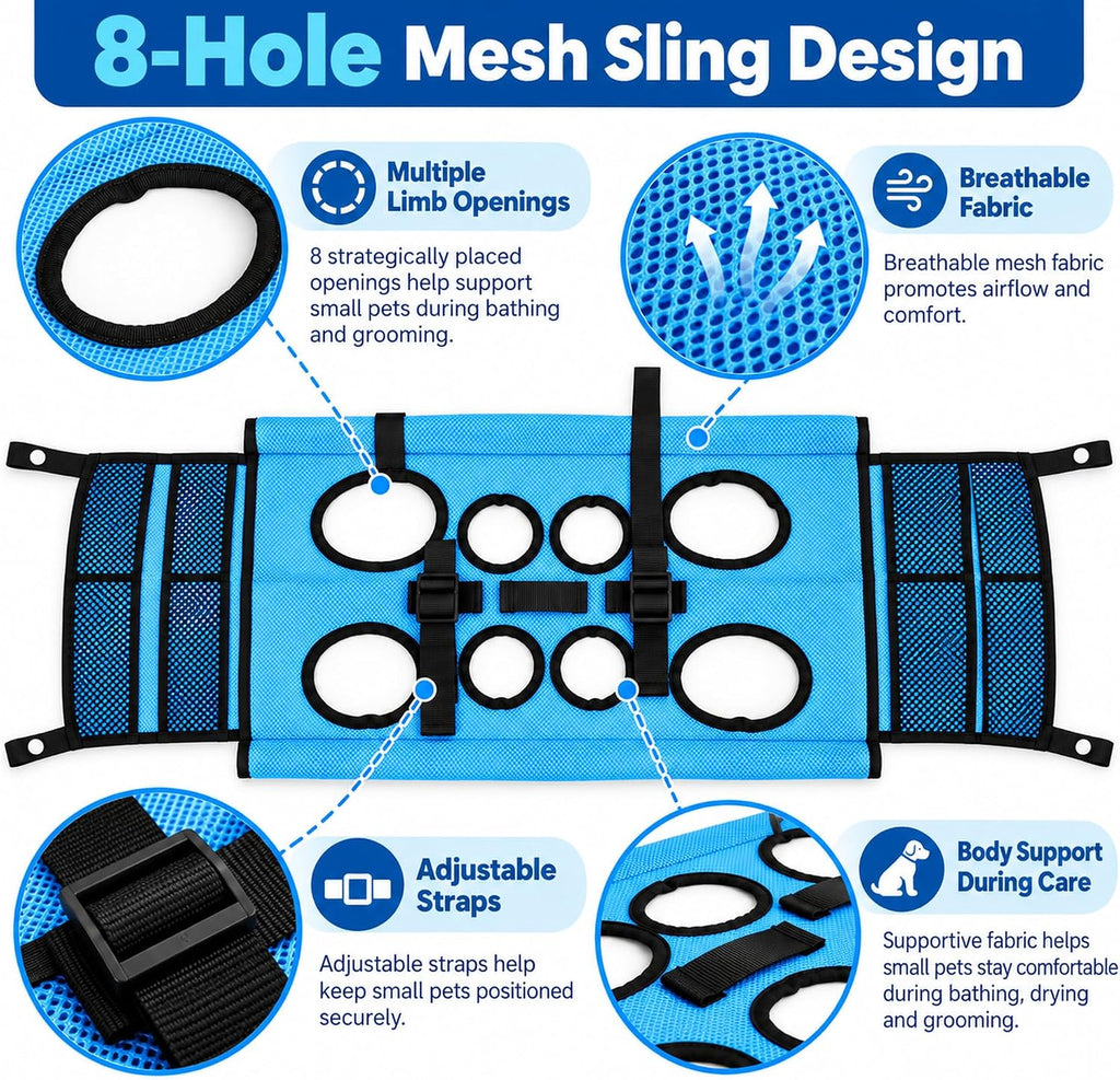 Foldable Dog Bath Hammock with Stand, Pet Shower Holder for Small Pets