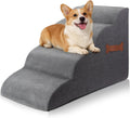 Foam Dog Stairs for Couch, 4 Step Pet Ramp Grey