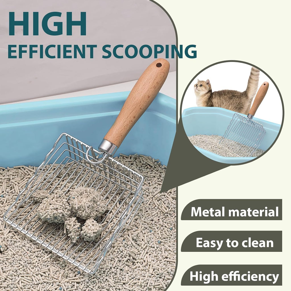 Cat Litter Scoop, Stainless Steel Kitty Metal Scooper with Hook and Hole