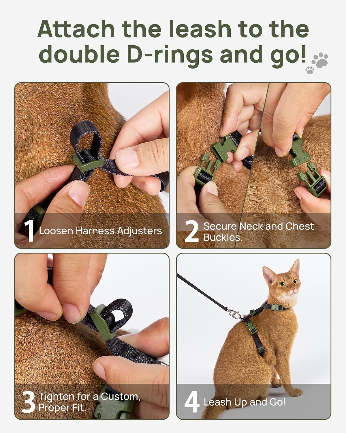 Adjustable Cat Harness and Leash Set Escape Proof (Black)