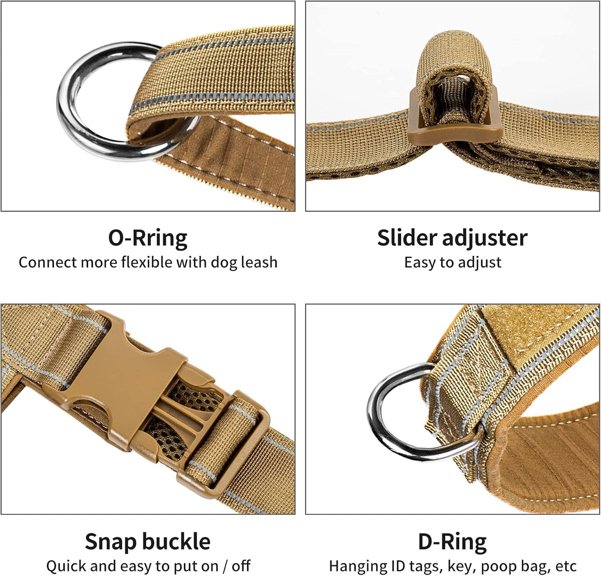 Annchwool No Pull Dog Harness with Soft Padded Handle & Front Clip(Brown,L)