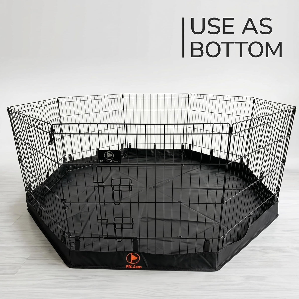 PJYuCien Puppy Playpen with Bottom Pad and Door, 8 Panels 24" H, Black