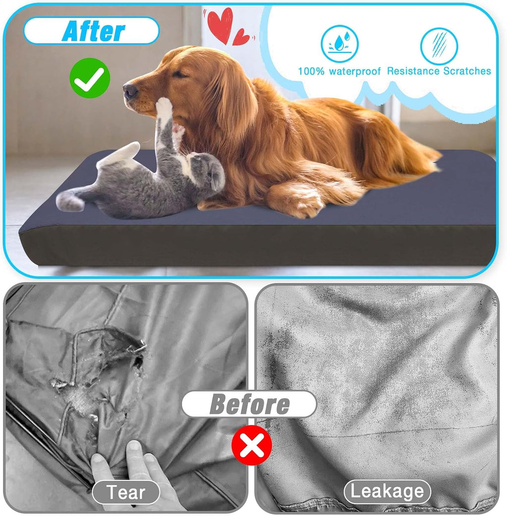 Dog Bed Covers Replacement Washable 100% Waterproof Dog Bed Sheets, Soft & Noiseless Pet Bed Cover, 2 Pack, 44" x 35" Bl
