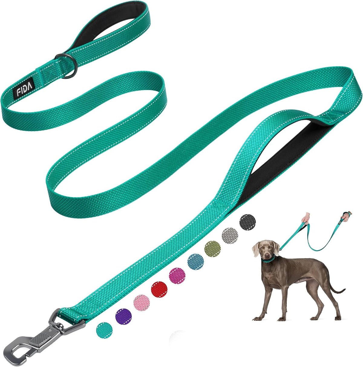 Fida Heavy Duty Dog Leash for Medium Large Dogs, 4 FT, Dual Padded Handles